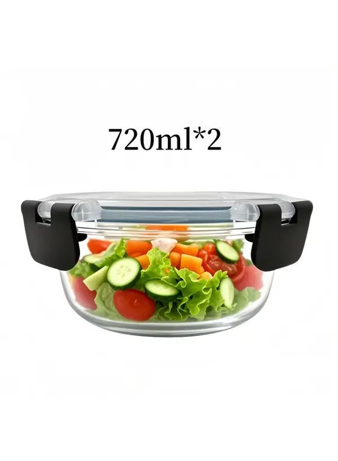 8pcs Black 24 35oz Glass Food Storage Containers with Lids Microwave Oven Dishwasher Safe - Image 1